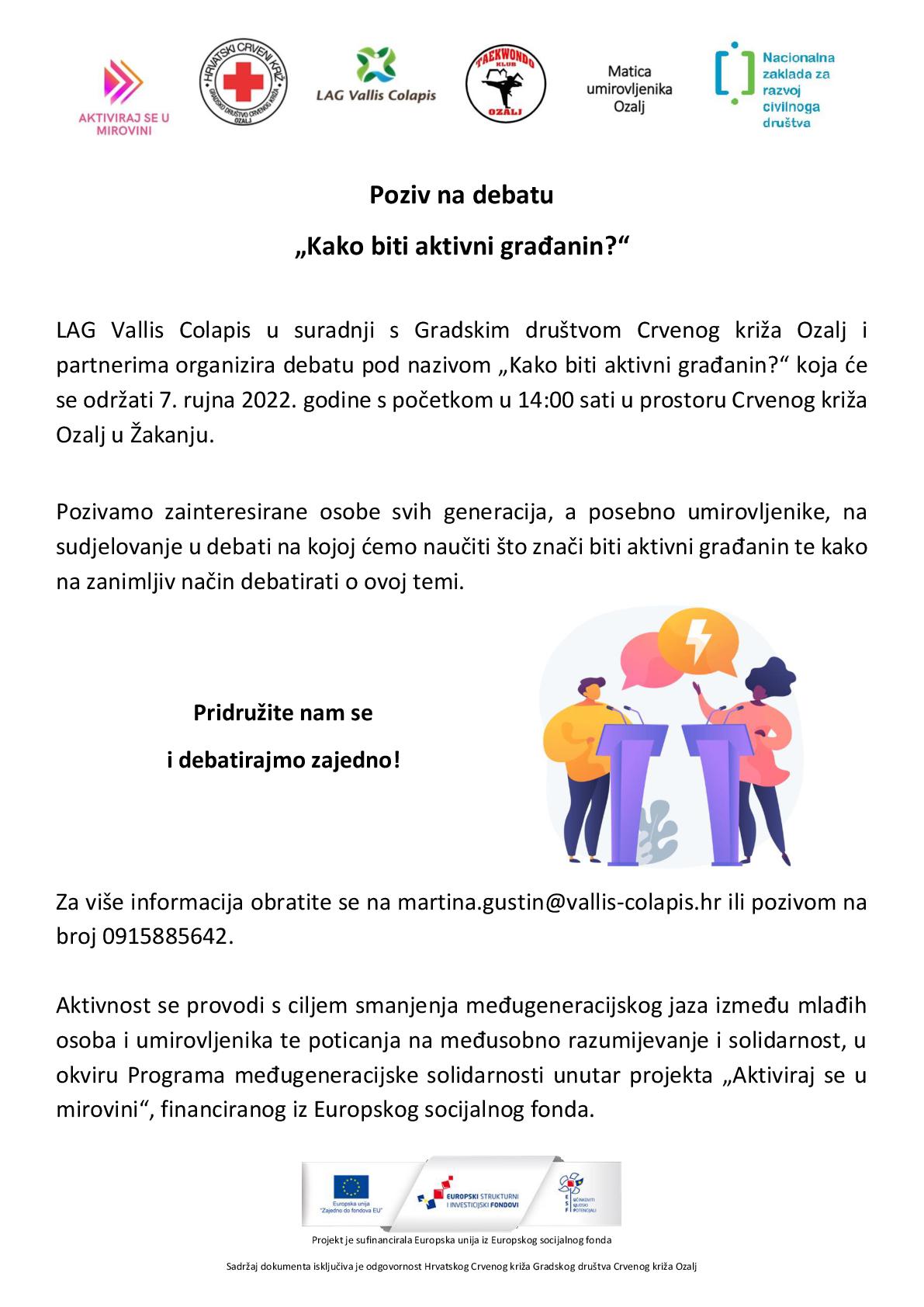 Poziv Debata Kako biti aktivni građanin 7.9.2022. Žakanje 001