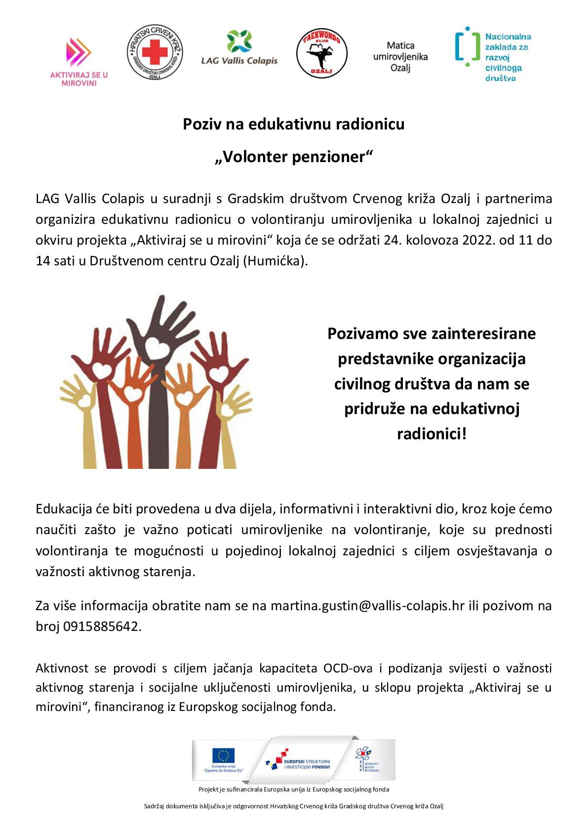 Poziv na edukaciju Volonter penzioner 001